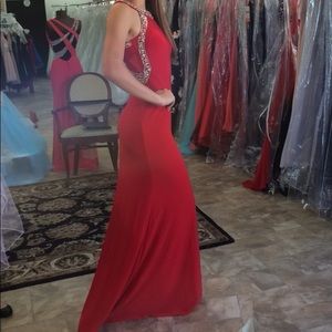 Red halter gown size 3/4, brand Dave & Johnny